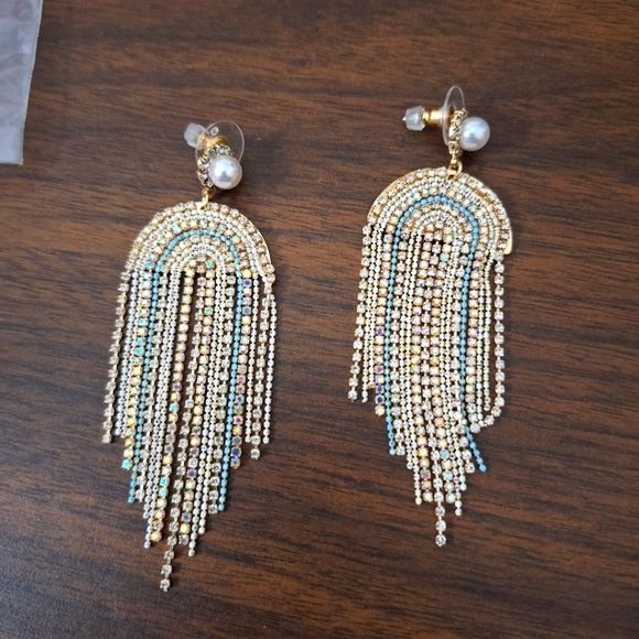 Swarovski Jewelry - Swarovski Gold and Silver Chandelier Earrings with Cascading Design